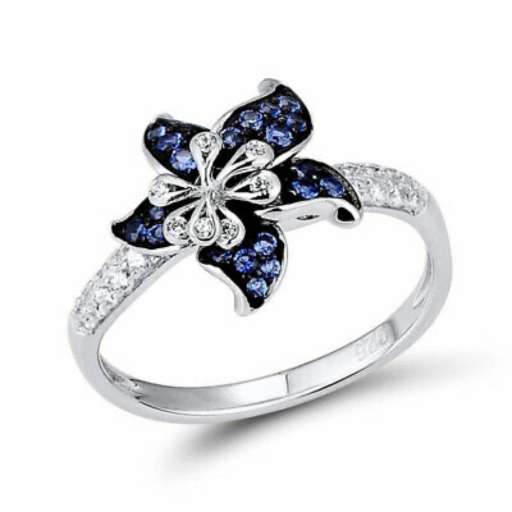 New 925 Sterling silver Cute flower Ring